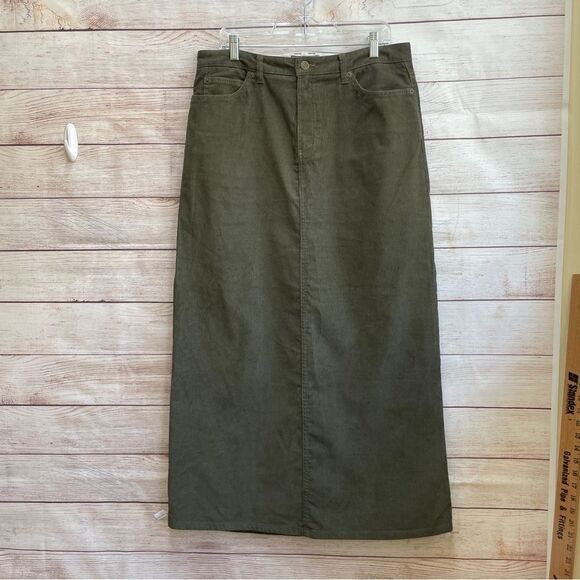 EDDIE BAUER CORDUROY MAXI SKIRT IN GREENISH BROWN - Picture 1 of 7